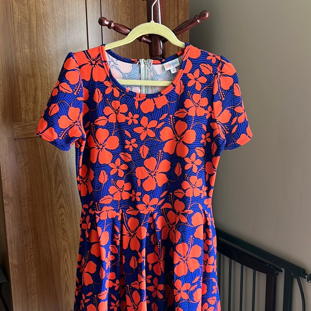 Bright & Colorful LuLaRoe Amelia Skater Dress with POCKETS - XL